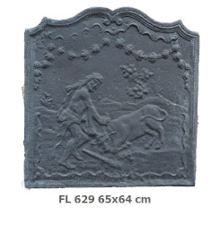  Decorated cast iron fireplace plate